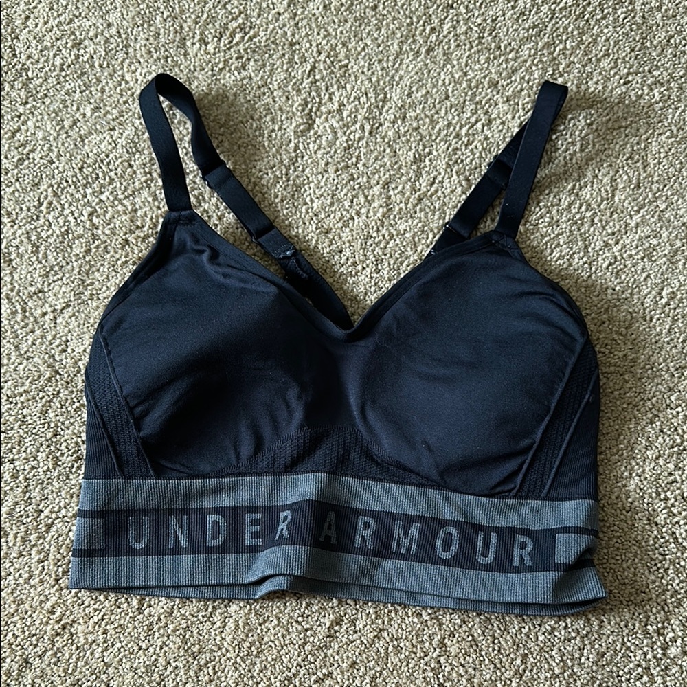 Under Armour Black and Gray Sports Bra Moisture-Wicking Performance